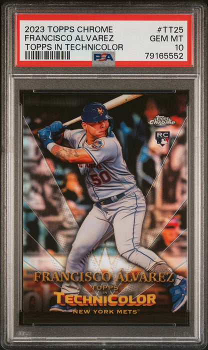 Graded 2023 Topps Chrome Francisco Alvarez #TT25 Topps in Technicolor Rookie RC Baseball Card PSA 10 Gem Mint