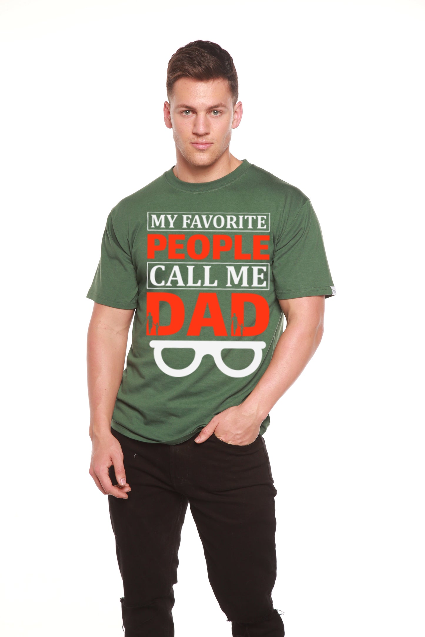 My Favorite People Call Me Dad Men's Bamboo Viscose/Organic Cotton Short Sleeve Graphic T-Shirt