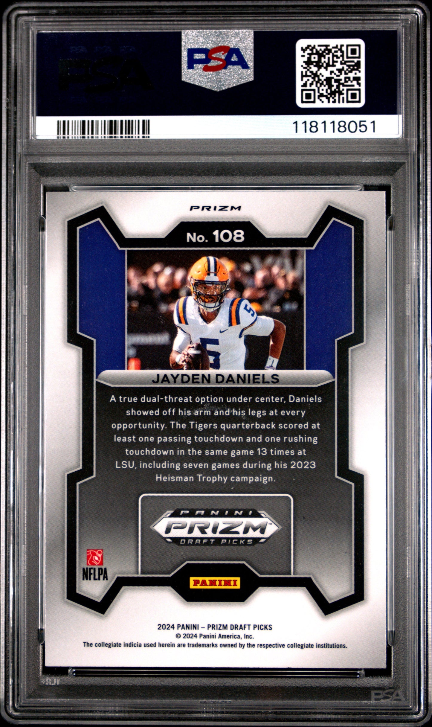 Graded 2024 Panini Prizm Draft Picks Jayden Daniels #108 Red Ice Rookie RC Football Card PSA 10 Gem Mint