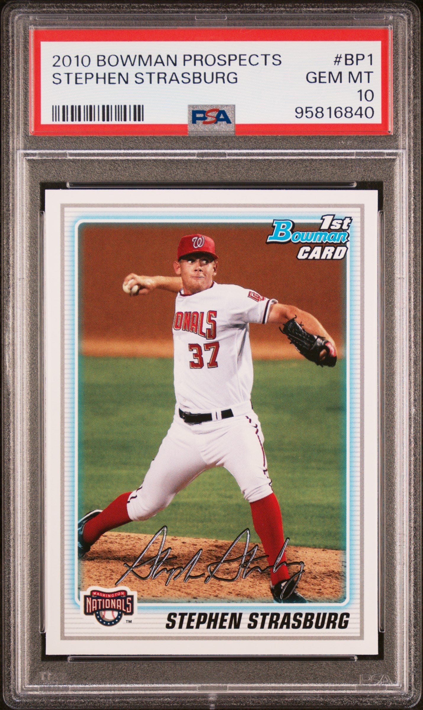 Graded 2010 Topps Bowman Prospects Stephen Strasburg #BP1  Rookie RC Baseball Card PSA 10 Gem Mint