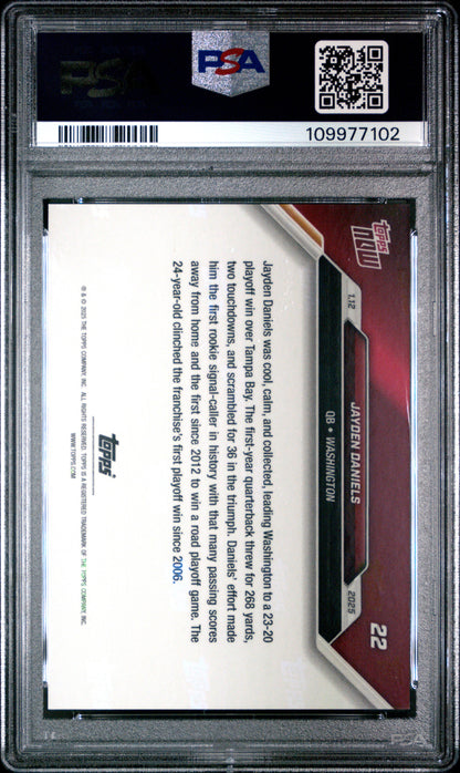 Graded 2024 Topps Now Jayden Daniels #22 Rookie RC Football Card PSA 10 Gem Mint