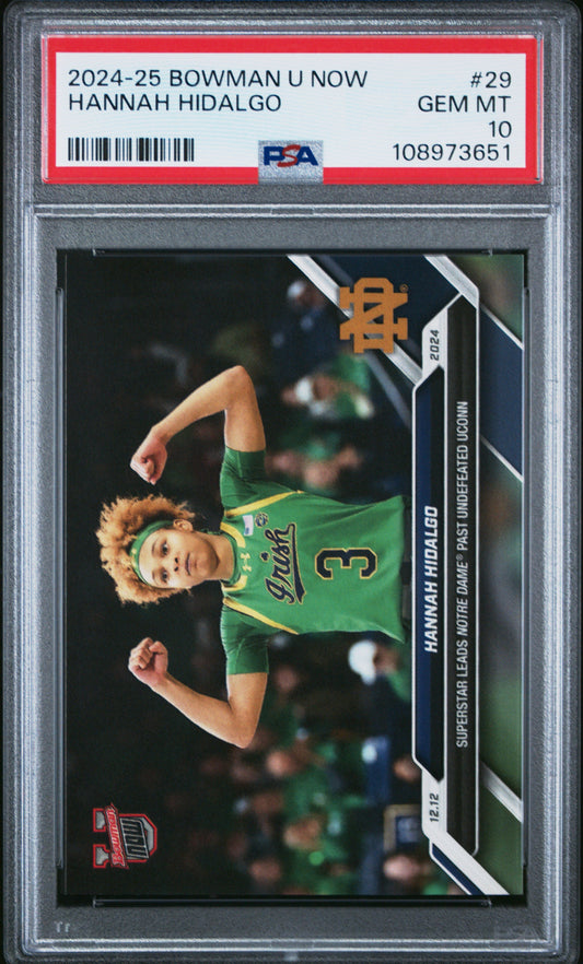 Graded 2024 Topps Bowman U Now Hannah Hidalgo #29 Rookie RC Basketball Card PSA 10 Gem Mint
