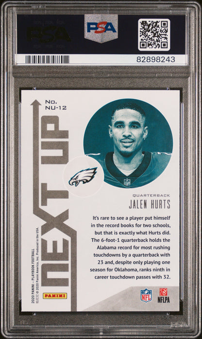 Graded 2020 Panini Playbook Jalen Hurts #12 Next Up Rookie RC Football Card PSA 10 Gem Mint