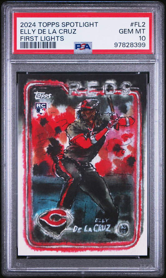Graded 2024 Topps Spotlight Elly De La Cruz #FL2 First Lights Rookie RC Baseball Card PSA 10 Gem Mint