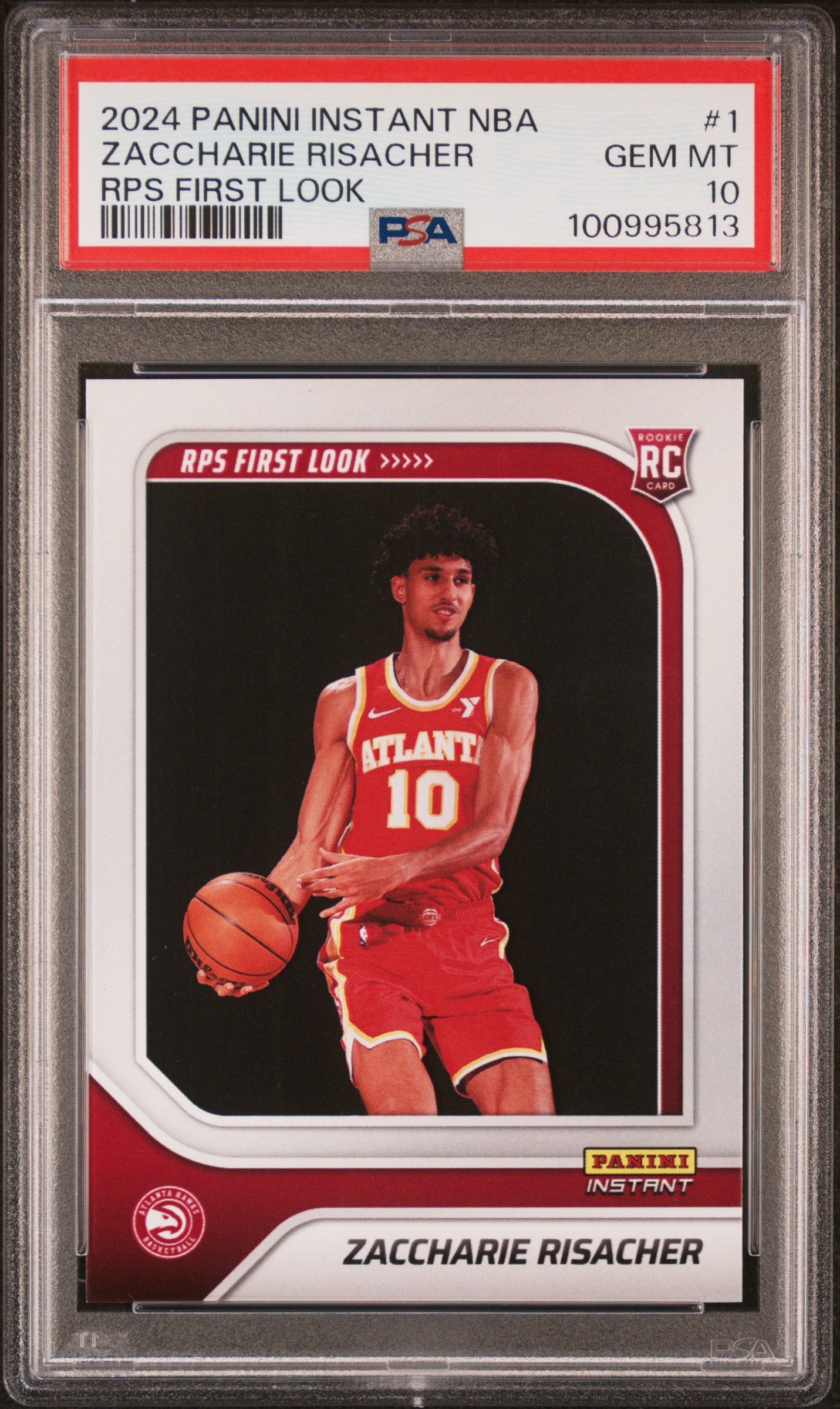 Graded 2024 Panini Instant NBA Zaccharie Risacher #1 RPS First Look Rookie RC Basketball Card PSA 10 Gem Mint