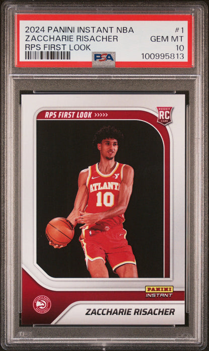 Graded 2024 Panini Instant NBA Zaccharie Risacher #1 RPS First Look Rookie RC Basketball Card PSA 10 Gem Mint