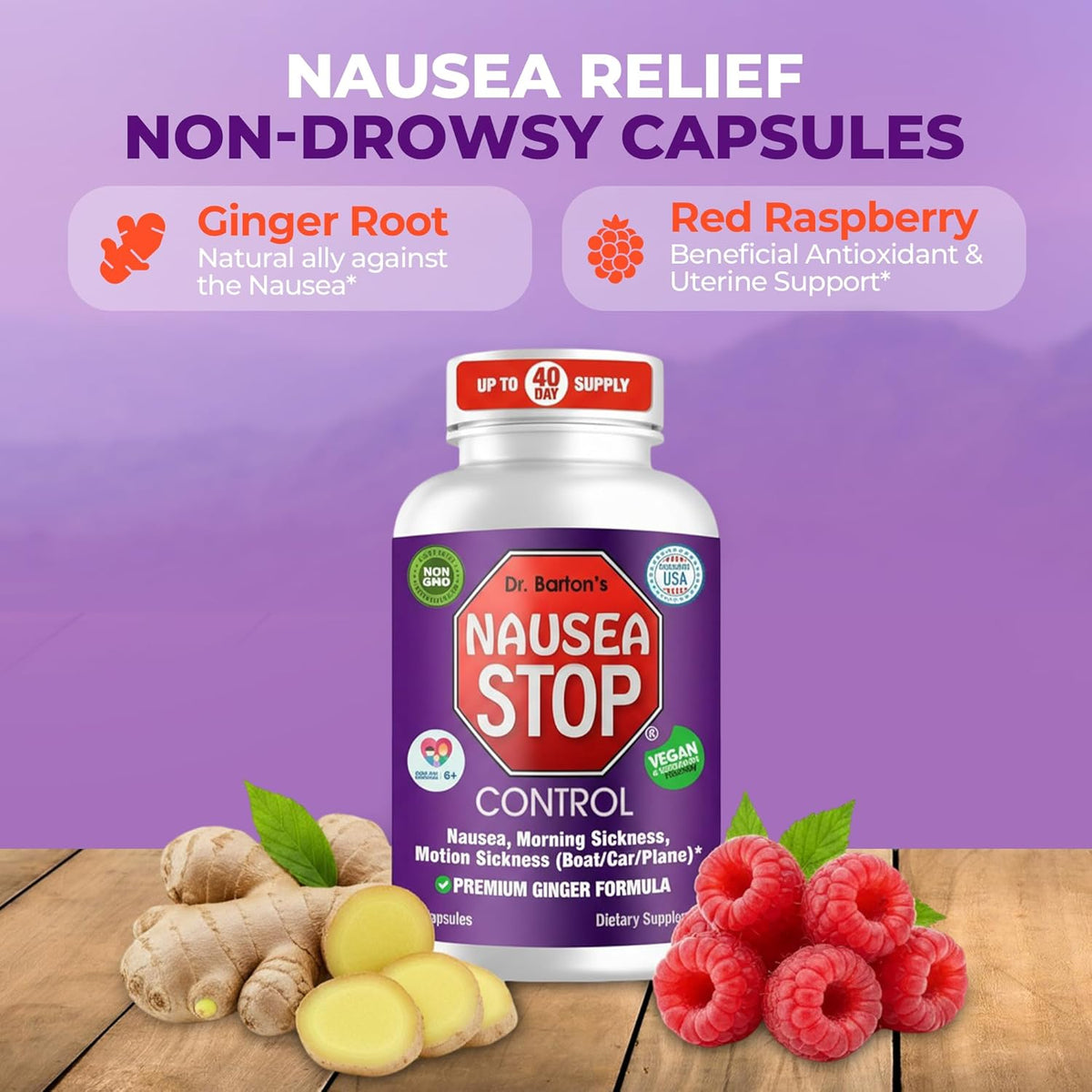 Nausea Stop – Natural Ginger Nausea Relief for Motion Sickness, Morning Sickness & Travel