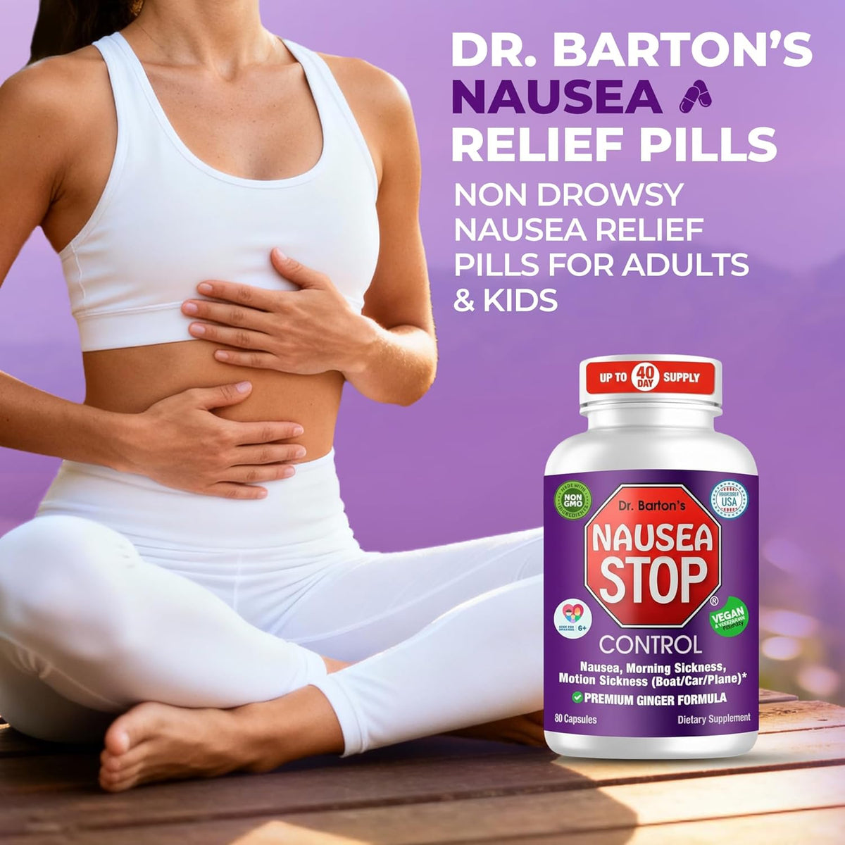 Nausea Stop – Natural Ginger Nausea Relief for Motion Sickness, Morning Sickness & Travel