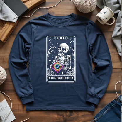Skeleton Crocheter Tarot Long Sleeve T-shirt