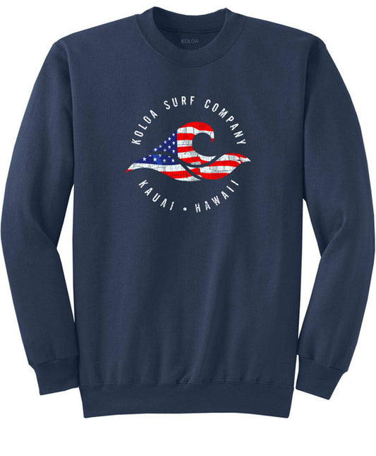 Koloa Vintage USA Flag Wave Sweatshirt