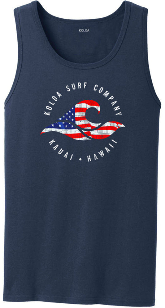 Koloa Vintage USA Flag Wave Tank Top