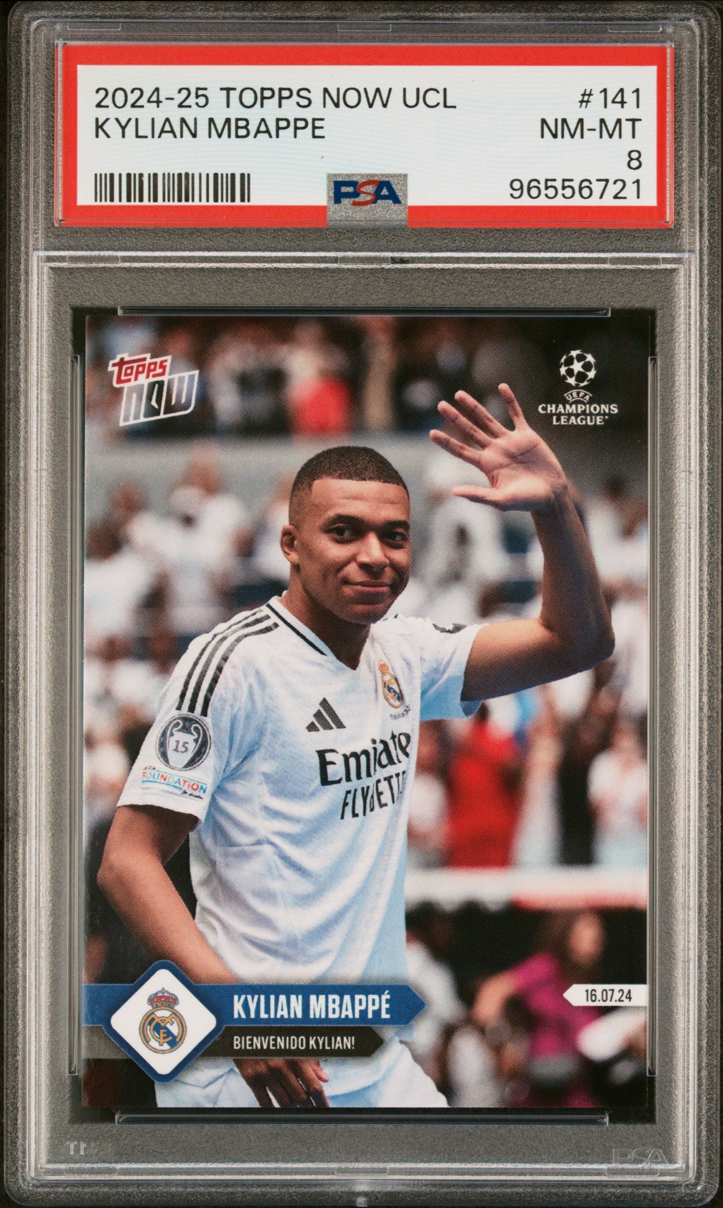 Graded 2024 Topps Now UCL Kylian Mbappe #141 Soccer Card PSA 8 Near Mint