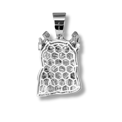 Moissanite Iced King Crown Jesus Head Piece Pendant - 925 Sterling Silver