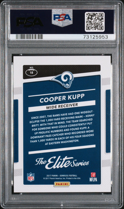 Graded 2017 Panini Donruss Cooper Kupp #18 The Elite Series Rookies Rookie RC Football Card PSA 10 Gem Mint