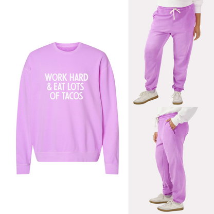 Work Hard & Eat Lots Of Tacos Washed Sweatshirt