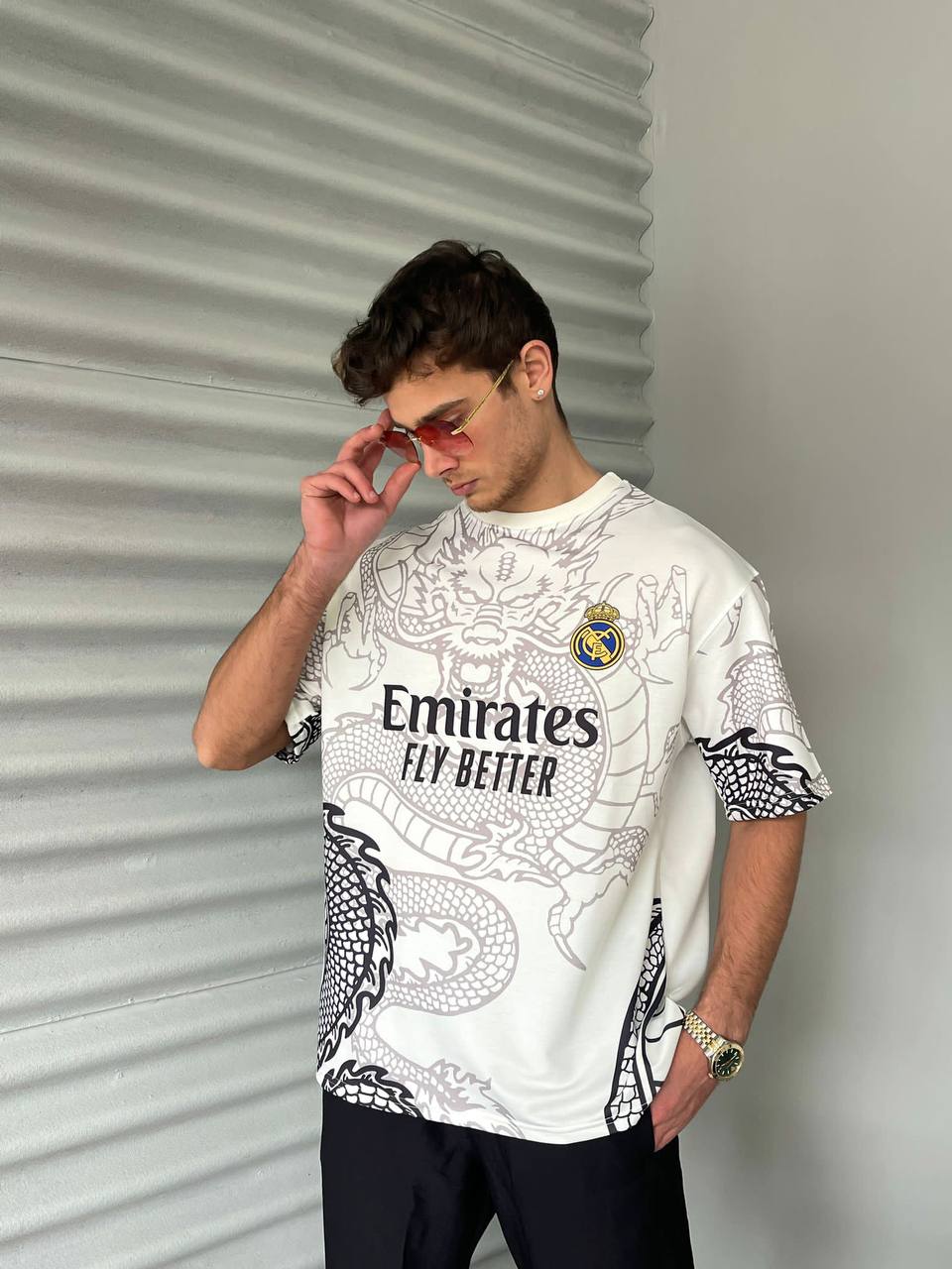 New Season Real Madrid Dragon Printed Oversized T-Shirt