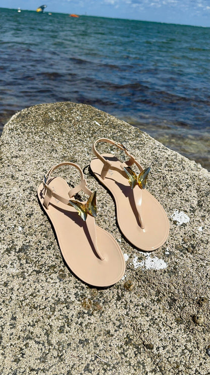ALIANA Black Gel Beach Sandals