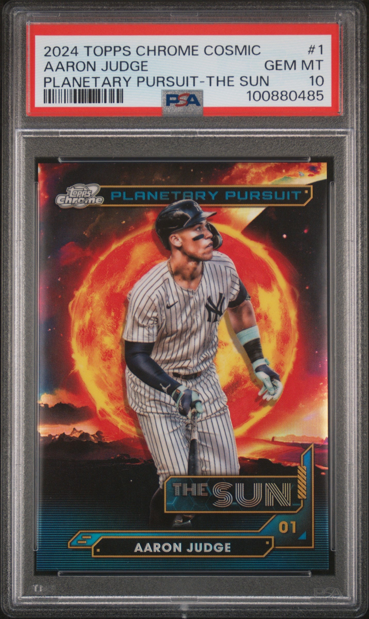 Graded 2024 Topps Chrome Cosmic Aaron Judge #1 Planetary Pursuit The Sun Baseball Card PSA 10 Gem Mint