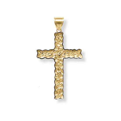 14K Gold Gold Nugget Cross Pendant 925 Sterling Silver