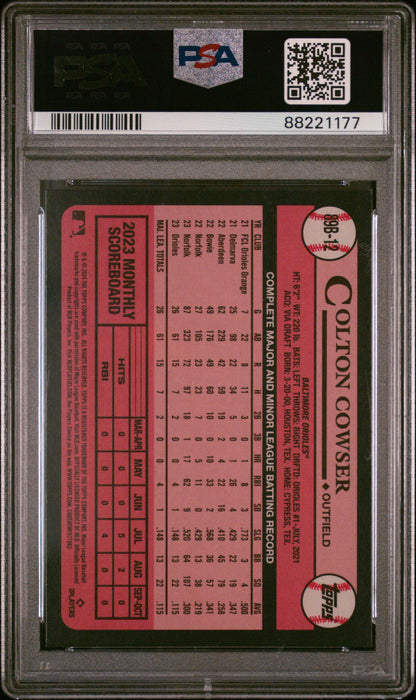 Graded 2024 Topps Colton Cowser #89B12 1989 Topps Rookie RC Baseball Card PSA 10 Gem Mint