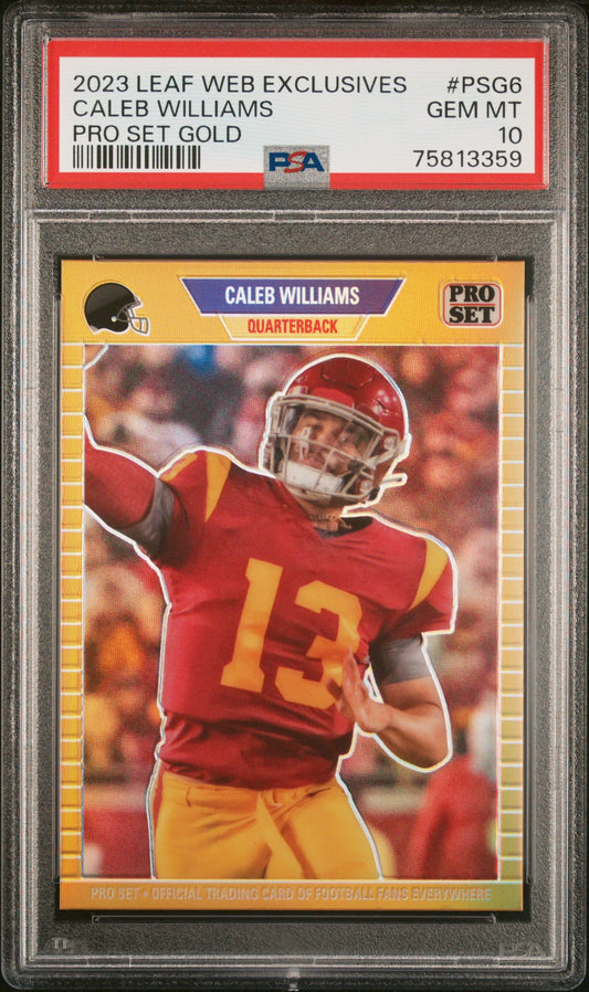 Graded 2023 Leaf Web Exclusives Caleb Williams #PSG6 Pro Gold Set #/199 Rookie RC Football Card PSA 10 Gem Mint