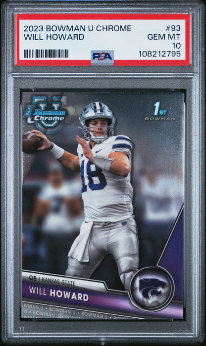Graded 2023 Topps Bowman U Chrome Will Howard #93 Rookie RC Football Card PSA 10 Gem Mint