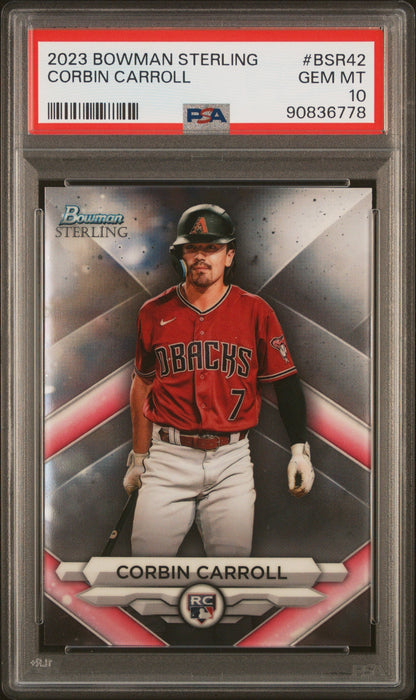 Graded 2023 Topps Bowman Sterling Corbin Carroll #BSR42 Rookie RC Baseball Card PSA 10 Gem Mint