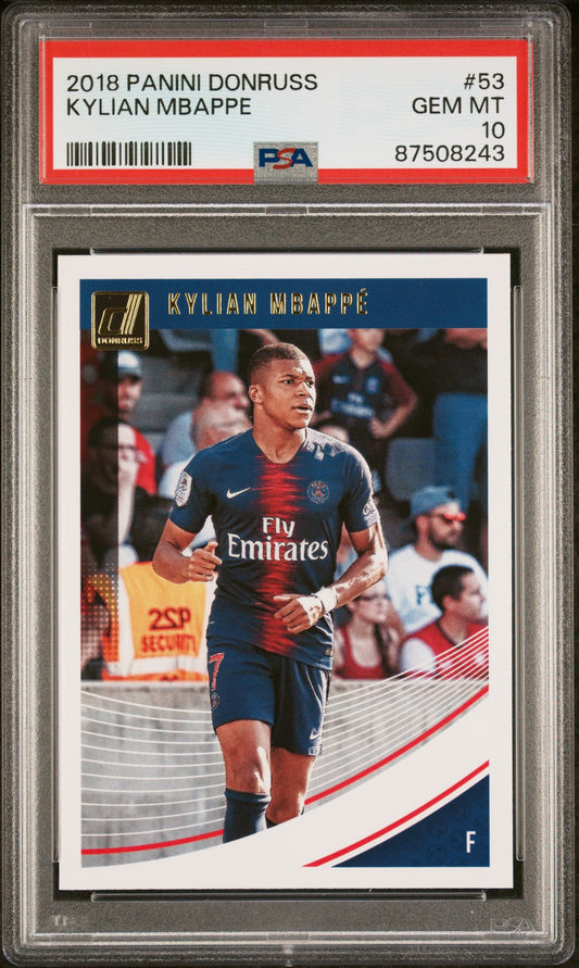 Graded 2018 Panini Donruss Kylian Mbappe #53 Soccer Card PSA 10 Gem Mint