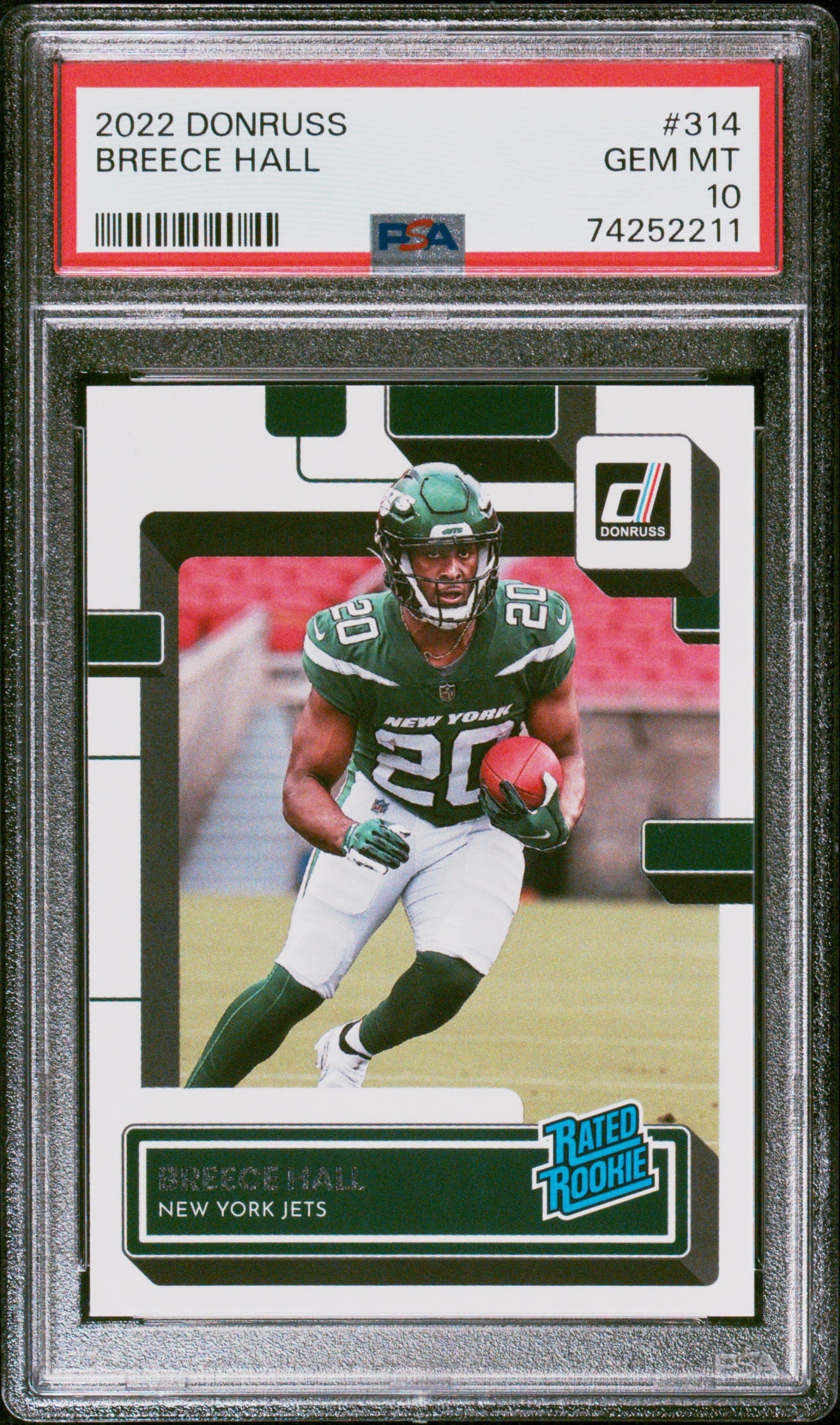 Graded 2022 Panini Donruss Breece Hall #314 Rookie RC Football Card PSA 10 Gem Mint