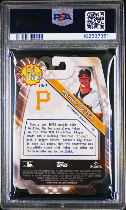Graded 2024 Topps Bowman Draft Konnor Griffin #BIA7 In Action Rookie RC Baseball Card PSA 10 Gem Mint