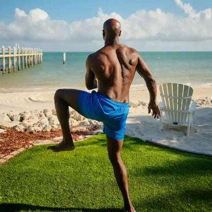 Ocean Blue Hybrid Short, Compression Lined Swim and Resort Trunk