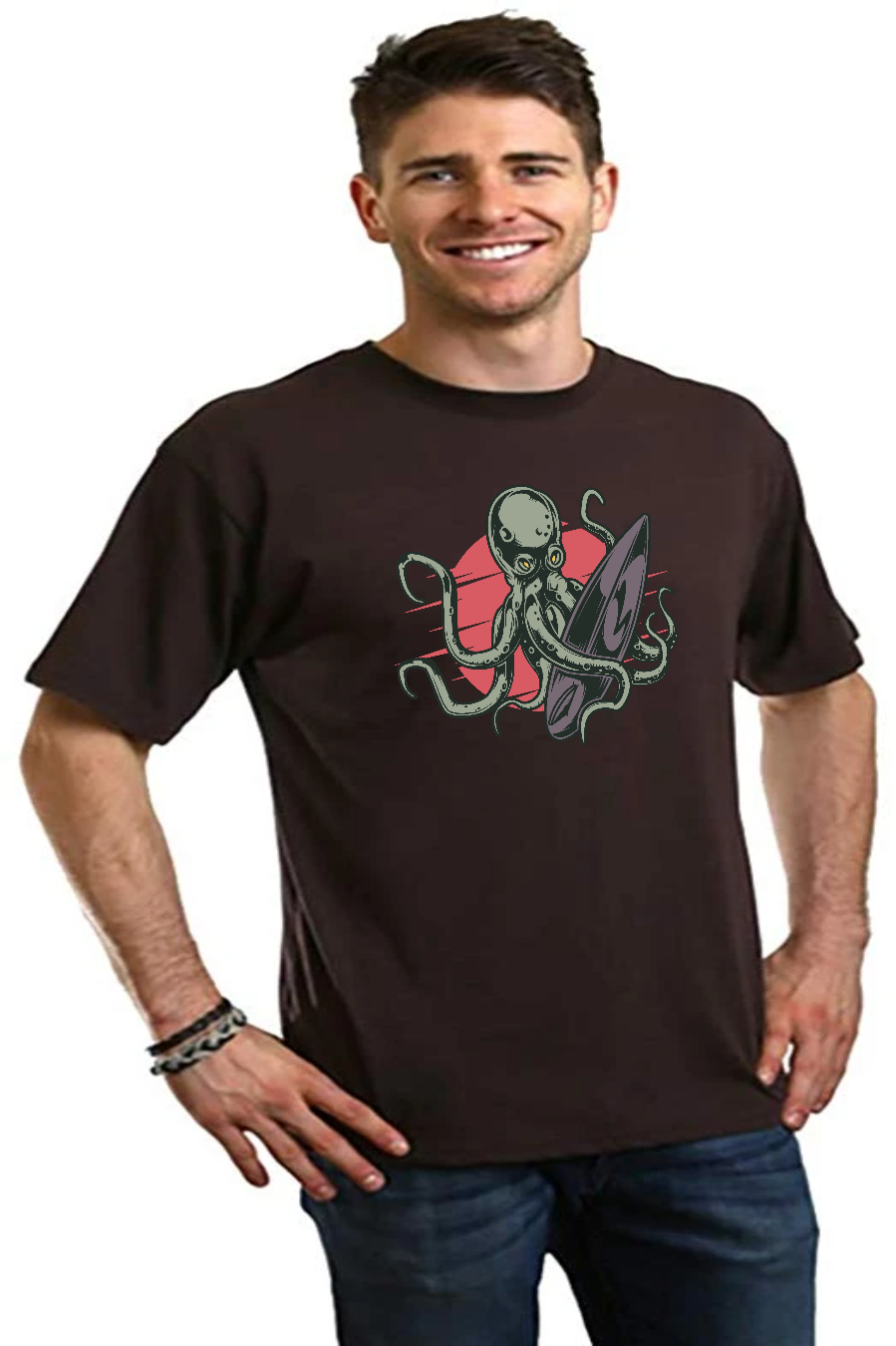 Octopus Men's Bamboo Viscose/Organic Cotton Short Sleeve Graphic T-Shirt