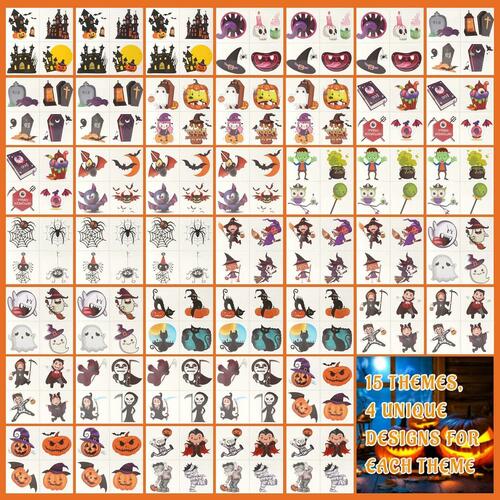 Bundle of 6 Pack Halloween Parachute Toys & 360 Halloween Temporary Tattoos
