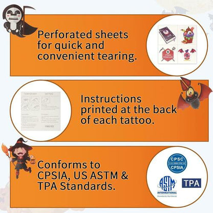 Bundle of 6 Pack Halloween Parachute Toys & 360 Halloween Temporary Tattoos