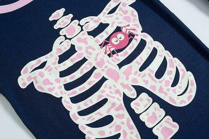 Family Feeling Little Girls 2 Piece Pajamas Set Skeleton/Glow-in-the-dark Size2T
