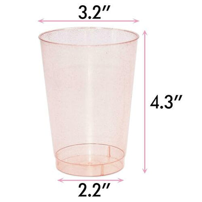 50PCS, 12 oz Rose Gold Glitter Plastic Cups,Disposable Cocktail Cups, Wine cups