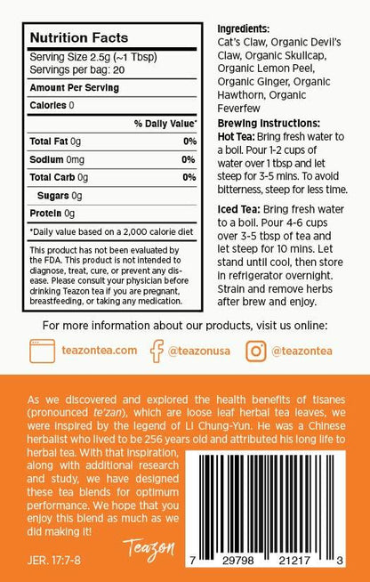 Pain Relief Ginger Lemon for Inflammation Loose Leaf Tea 20 servings (1.8 oz) - EXPIRED 8/2025