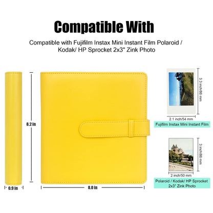 256 Pockets Photo Album for Fujifilm Instax Mini Camera,for Polaroid 2x3" Yellow
