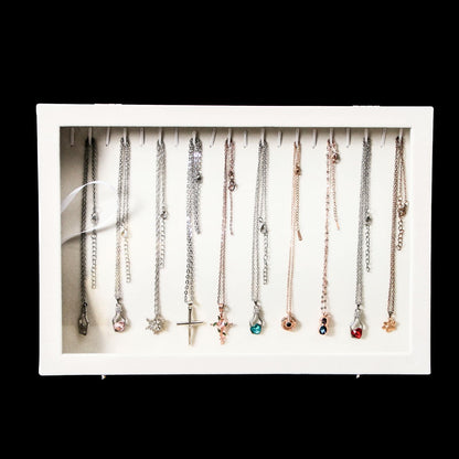 20 Hooks Necklace Organizer Holder Display Case Box, Jewelry Storage - Beige