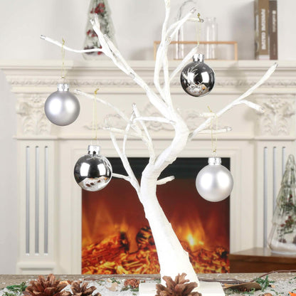 18PCS 1.8inch(45mm) Glass Christmas Ball Ornaments , Decorations, (Silver)