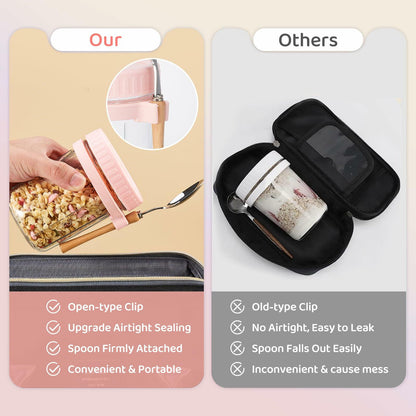 2 Pack Overnight Oats Containers with Lids and Spoons, 16oz Glass Mason Jars