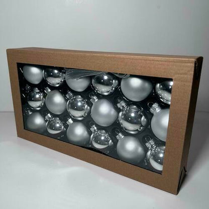 18PCS 1.8inch(45mm) Glass Christmas Ball Ornaments , Decorations, (Silver)