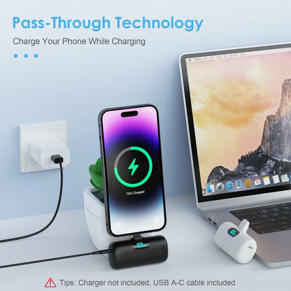 2-Pack Small Portable Chargers for iPhone, 5000mAh PD Fast Charging Power Bank