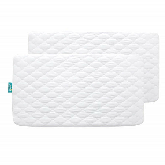 2 Pack Crib Mattress Protector Sheets Fitted Waterproof Quilted, White, 52"x 28"