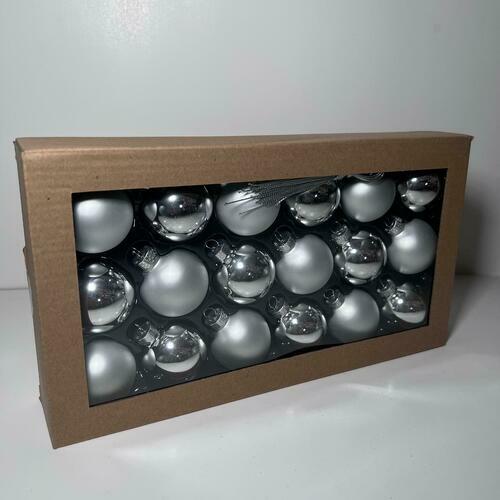 18PCS 1.8inch(45mm) Glass Christmas Ball Ornaments , Decorations, (Silver)