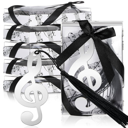 100 Pcs Musical Notes Bookmarks with Elegant Silk Tassel Music Party Favors Gift