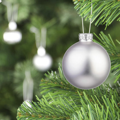 18PCS 1.8inch(45mm) Glass Christmas Ball Ornaments , Decorations, (Silver)