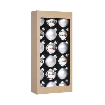 18PCS 1.8inch(45mm) Glass Christmas Ball Ornaments , Decorations, (Silver)