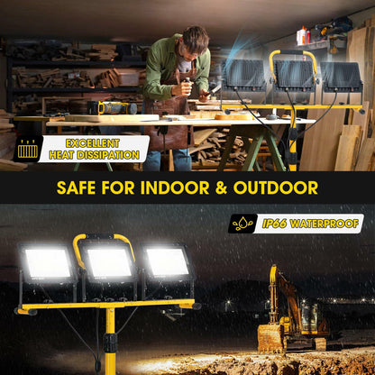 21000Lumen LED Work Lights with Stand - 3 Head Portable Work Light