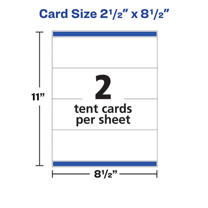 100 Avery Printable Tent Cards, Sure Feed Technology, 2.5" x 8.5", White (05305)